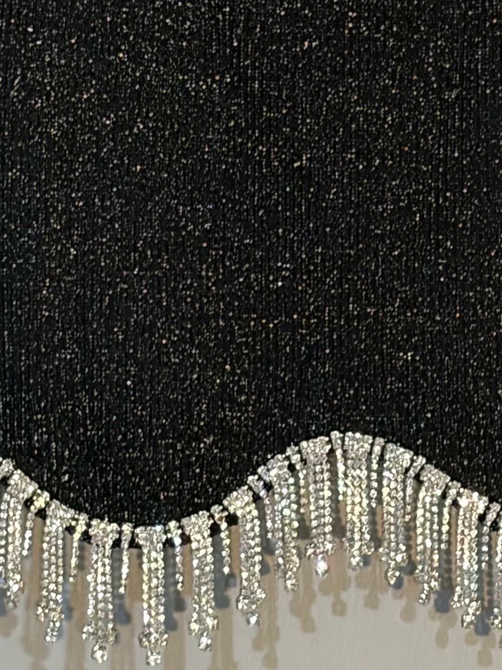 Zara Black Rhinestone Beaded Fringe Crop Top Size M/L - Picture 3 of 7